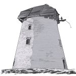 Zabytkowy wiatrak w Łąkorzu grafika